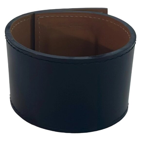 HERMES Crenault. - Black Gold Leather Hardware X Bracelet 566-070225 - Picture 2 of 4